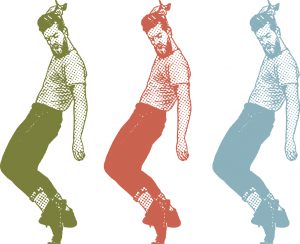 Vintage 1950's Young Man Dancing and Combing Hair